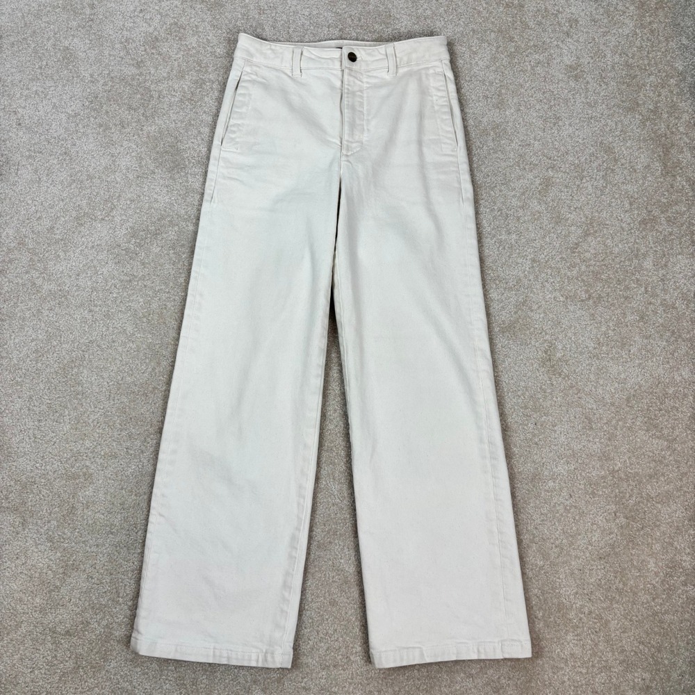 J.Crew Women Ecru Wide Leg Chino Pants Off-White High Rise Stretch CF127 Size 25